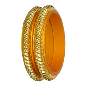 Joies Fashion's Micro Plating Gold Plated Bangles Set (Pack of 2 Bangles) JF409 (2.4)
