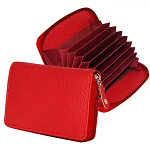 GREEN DRAGONFLY PU Leaher Credit Card Holder Wallet for Men & Women(NMB/202306350-Burgundy)