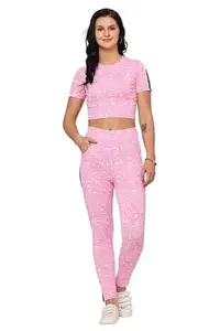 Women's Workout Crop Top & Jeggings Set | Yoga and Workout Co-ord Set for Women and Girls | Stylish Activewear(Pink M)