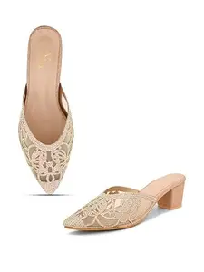 XE Looks Attractive, Soft & Comfortable Gold Block Heels sandal for women & girls