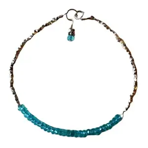 RRJEWELZ Apatite Bracelet for Men & Women – 3mm Rondelle Faceted Blue Beads – 7 inch with Silver Plated Clasp – Healing, Fashion, Gift, Spiritual, Yoga|LCBR_RR_00575