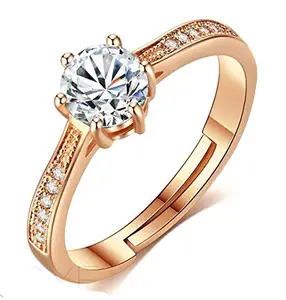 MYKI Super Elegant Rosegold Plated Engagement Adjustable Ring for Women & Girls