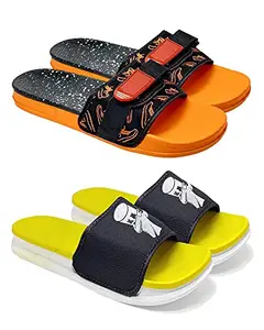 Camfoot Men's (1702-1715) Multicolor Casual Stylish Slides Slippers 8 UK (Set of 2 Pair)