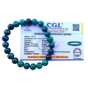 Apnisanskriti Premium Chrysocolla Stone Bracelet for Men and Women (Free Size, AAA Quality, Lab Certified) Natural Stone - Pack of 1