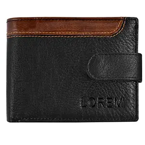 SRJMH Lorem Black-Brown Dual Color Bi-Fold Faux Leather 3 ATM Card Slots Wallet for Men WL45