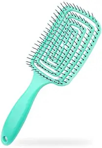 BIZWIZ CITNAC Curved Vented Hair Brush,Vent Brush, Styling for Thick Long Hair, Detangling Massage Brush for Women or Men, Fast Drying Blow Dryer Brush Wet/Dry (GREEN)