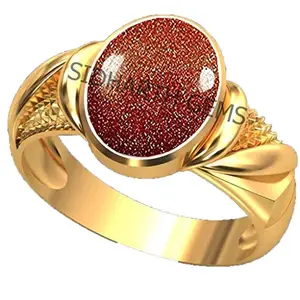 SIDHARTH GEMS Certified 15.25 Ratti Sunstone Sunsitara Gold Plating Ring Panchdhatu Natural Sunstone Sunsitara Gemstone Ring Anguthi for Astrological Purpose for Men and Women