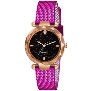 Sooms Analogue Women's Watch (Rose Gold Dial Dark Pink Colored Strap)-00