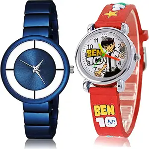 NEUTRON Wrist Analog Blue and White Color Dial Women Watch - G633-GC121 (Pack of 2)