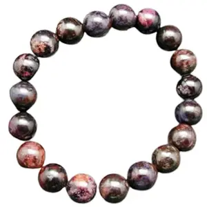 RRJEWELZ Natural Bustamite 10mm Round Shape Smooth Cut Beads Stretchable Bracelet for Men & Women.|STBR_RR_02447_7.5