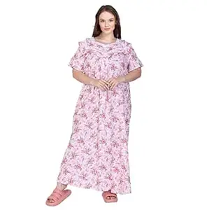 SGDP Women's Pure Cotton Floral Print Nightgown, Full Length Maxi Nightdress, Comfortable Sleepwear Loungewear Maternity Wear