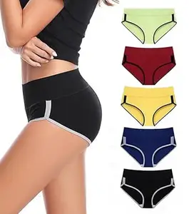 DIVING DEEP Panties for Women | High Waist Panty for Girl | Cotton High Waist Full Coverage Panty | Soft, Breathable & Comfortable Daily Underwear | Full Stretchable Hipster Briefs | Pack of 5