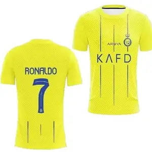 Ronaldo 7 Away Jersey with Black Shorts 2023/2024 for Boys and Men (8-9Years,Multicolor-6)