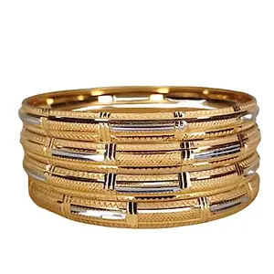SGN FASHION 1 Gram Gold Plated 4 piece Bangle Silver gold Polishing Mixed Bengals (2.8)