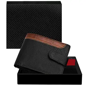 DUQUE Men's EleganceGent Made from Genuine Leather Luxury, Style, and Functionality Combined Wallet (JAC-WL45-Black)