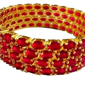 Siyaraam ji Latest Indian fashion Traditional Elegant Design Gold Plated Stone Bangle for Women & Girls Pink (2.8)