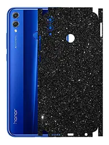 AtOdds - Honor 8X Mobile Back Skin Rear Screen Guard Protector Film Wrap with Camera Protector (Coverage - Back+Camera+Sides) (Black Glitter)