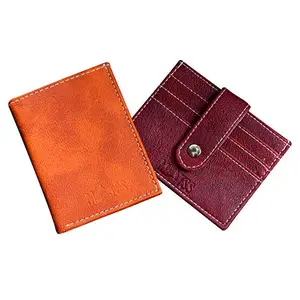 MATSS Orange & Maroon Artificial Leather Combo Card Holder||Card Case ||ATM Card Holder for Men & Women (Pack of of 2)
