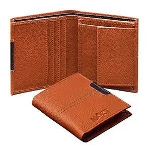 MATSS Tan & Blue Artificial Leather Bi-Fold Wallet for Men