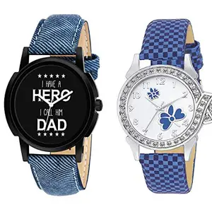 RPS FASHION WITH DEVICE OF R Analog Hero and Blue Dial Watch Combo Set of 2