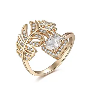 Lavishya Crystal Elements Petals Design Mesmerizing Gold Plated Adjustable Ring for Women/Girls (SMNLV-RNG-5549)