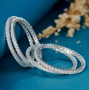 OPAL TOUCH Enchanted Rhodium Bangles Set (Pack of 4)