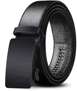 NAPA HIDE Men’s Auto Lock Vegan Leather Belt | Stylish Adjustable Buckle Belt for Formal & Casual Wear I Fits upto 40 Inches Waist size