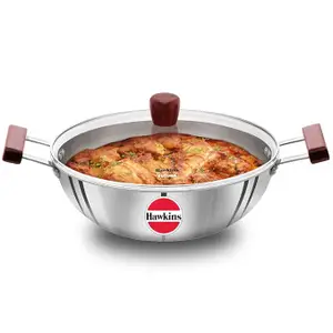 Hawkins 5 Litre Deep Kadhai, Triply Stainless Steel Kadai