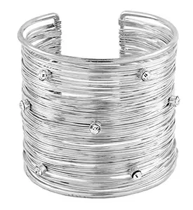 Zivom® Party Statement Mesh Silver CZ Cuff Kada Bangle Bracelet Girls Women