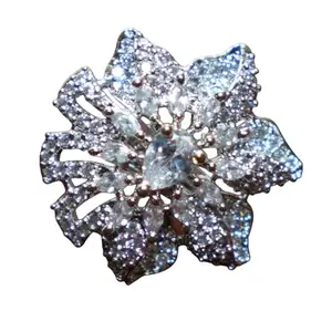 Heavenly Blossom Ring with Sparkling Teardrop Crystals and Heart-Shaped Focal Gem