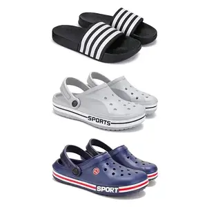 Lightweight Classic SliderSandals with Clogs for Men-Combo(3)-3024-3067-3015-7 Blue-622
