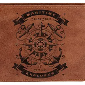 Karmanah Engraved Leather Wallet for Those Who Love to Travel, Adventure and Explore. Handcrafted with Added RFID Protection. (Light Brown)