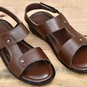 MOSHTO 2053 | Latest, Daily Use, Stylish Floaters | 2053-BLACK (BROWN, UK Footwear Size System, Adult, Men, Numeric, Narrow, 9)