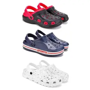 Lightweight Classic Clogs || Sandals with Slider Adjustable Back Strap for Men-Combo(3)-3017-3069-3057-9 White