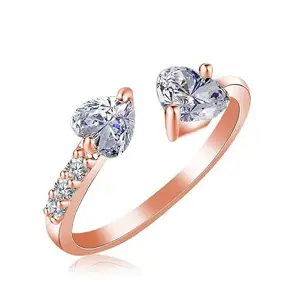 MYKI Breathtakingly polished Gorgeous Double Heart Ring For Women & Girls