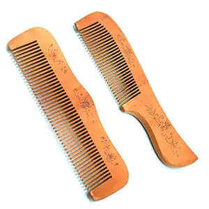 ADA Handicraft Handmade Sandal Wood Broad Tooth Anti-Dandruff Comb Set of 2 For Beard Styling Hair Styling for Men and Woman