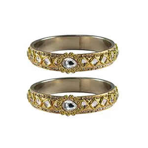 MAYA FASHION Golden stone Stud Brass Bangle Elegant Extra Large Size Bangle | Perfect Fit for Plus Size banglesTrendy and Comfortable Fit for woman and girls | (Sku-ban4822)