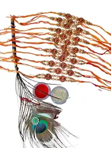 Colorful Design rakhi with Roli & Chawal, Ideal for Celebrating Sibling Love bhaiya & bhabhi set 12