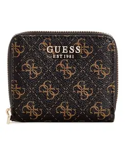 GUESS Brown Logo Printed Laurel Zip Around Small Wallet
