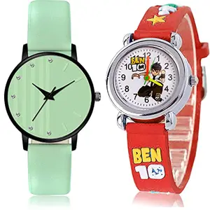 NEUTRON Analogue Analog Green and White Color Dial Women Watch - GM321-GC119 (Pack of 2)