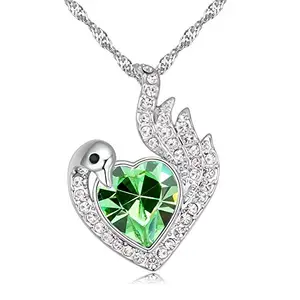 Hot And Bold Green Swarovski Crystals Diamond Heart/Love/Valentine Pendant Necklace for Women's