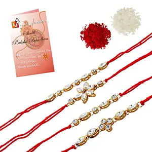 Lucky Jewellery Gold Plated with Cubic Zirconia Love Rakhi for Unisex Adult (White)