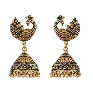 Handicraft Kottage Alloy Oxidized Handmade Jhumka Jhumki Earrings For Women/Girls(Oxidized Gold)