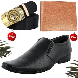 Fashionable Formal Shoes/Party Shoes/Shoes Combo with Free Wallet & Belt for Men and Boys (BAZAAR7503_RT-Tan-2003) Multicolor