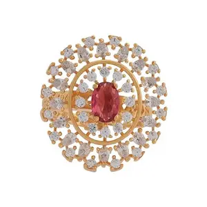 Kushal's Fashion Jewellery Ruby Gold Plated Zircon Finger Ring - 412906