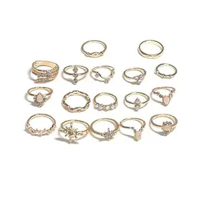 Vembley Exclusive AD Studded Floral Gold Plated Plushy Rings for Women And Girls
