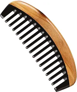 Ginni Innovations Handmade Wide Tooth Buffalo Horn Wooden Comb original for women and men - buffalo horn comb for hair growth (Size-6")