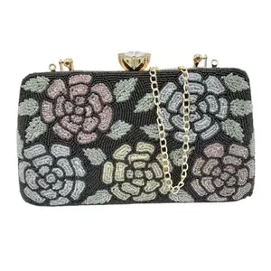 Espoir Jari handbags for Women | Detachable Chain Sling Strap | Ladies Purse Wallet | Traditional | unique and Beautiful Jari | (BLACK)