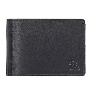 KARA Unisex Black Leather Money Clipper Wallet with 6 Card Holder - Genuine Leather Purse for Men and Women