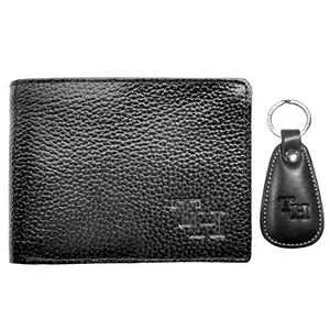 TANNED HIDES - Genuine Leather Designer Wallet with Attractive Leather Key Chain - Export Quality - Special Price ONLY On Amazon
